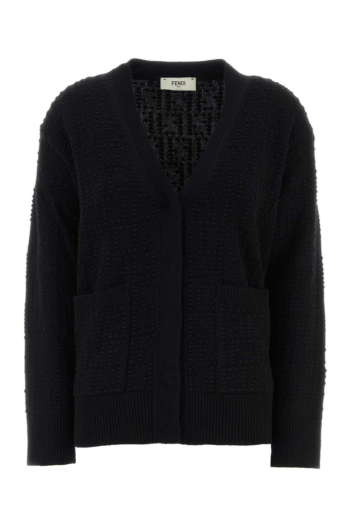 Fendi Black Wool Blend Cardigan