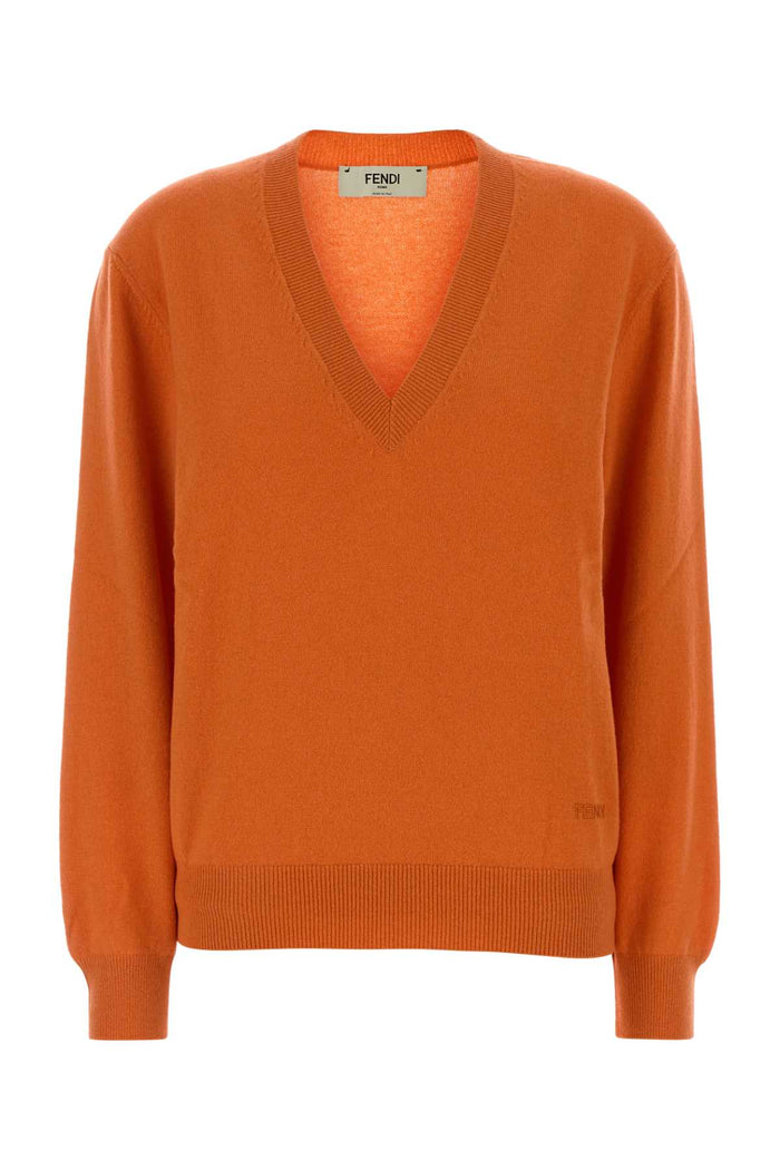 Fendi Orange Stretch Cashmere Sweater
