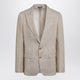 Dolce&Gabbana Taormina Single-Breasted Linen Jacket In Melange Beige/White