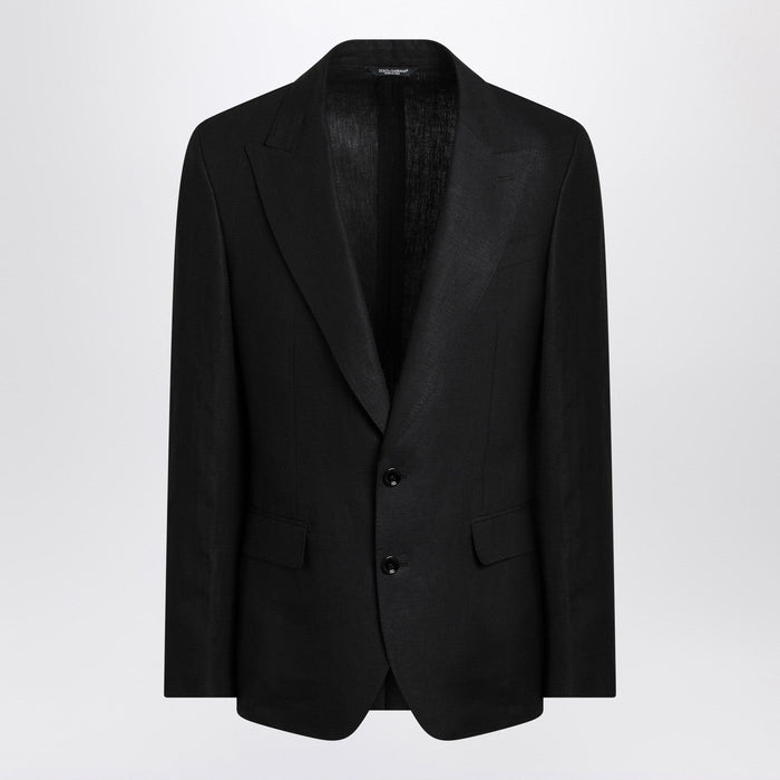Dolce&Gabbana Black Single-Breasted Linen Jacket