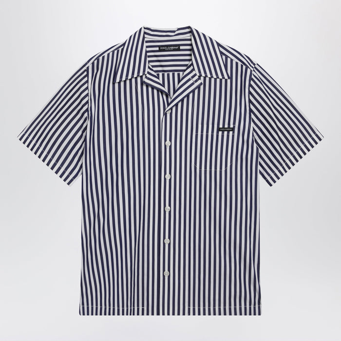 Dolce & Gabbana Hawaii Collar Striped Poplin Shirt In Multicolor