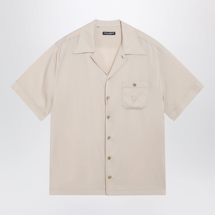 Dolce & Gabbana Écru Silk Bowling Shirt