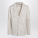 Dolce & Gabbana Longsleeve Vneck Linen Shirt In Pastel Beige