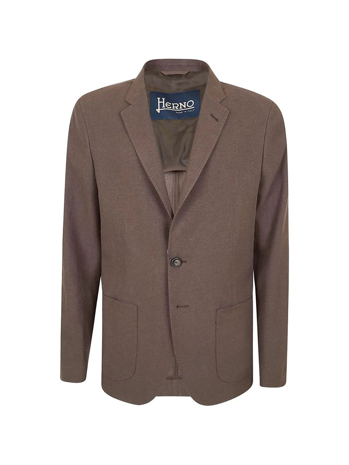 Herno Marrone Os Linen Cotton Blazer