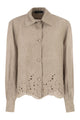 Fabiana Filippi Cropped Linen Shirt With Broderie Anglaise Embroidery