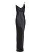 Balmain Thin Straps Gold Detail Satin Dress