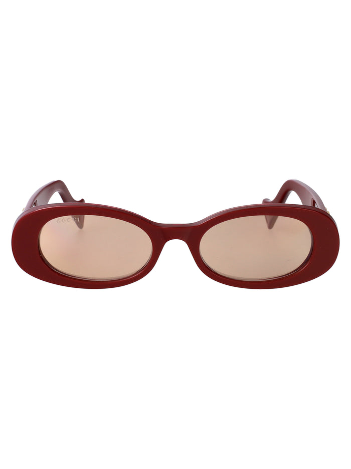 Gucci Burgundy-Burgundy-Brown Recycled Acetate Sunglasses