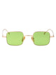 Gucci Gold-Gold-Green Metal Sunglasses