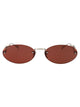 Gucci Silver-Silver-Brown Metal Sunglasses