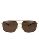 Gucci Gold-Gold-Brown Metal Sunglasses