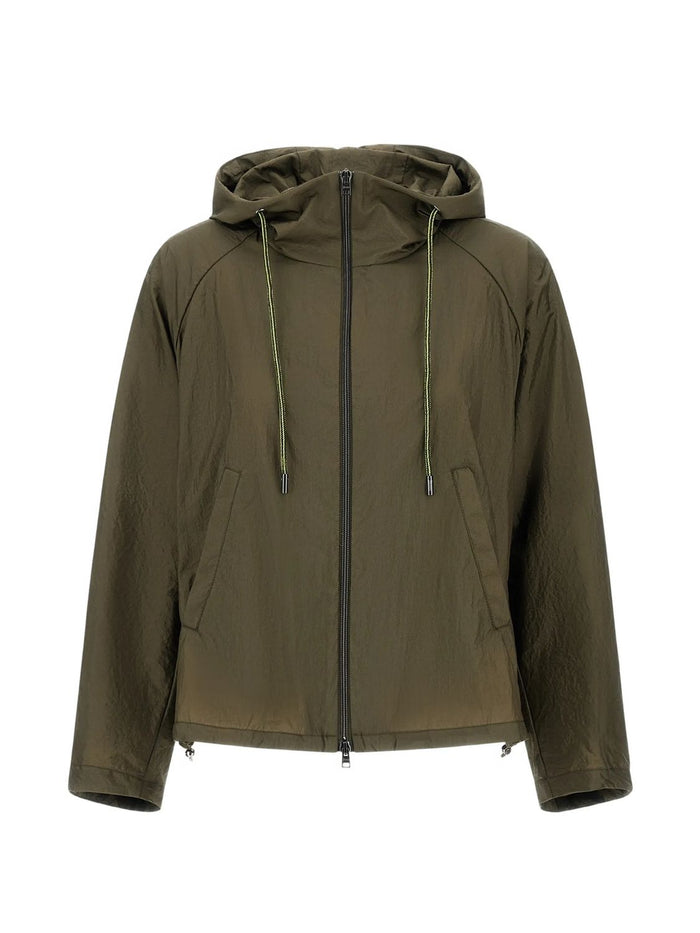 Herno Military Green Sport Jacket With Hood