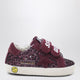 Golden Goose Old School Sneakers In Burgundy Glitter