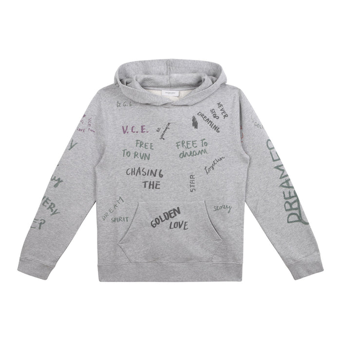 Golden Goose Gray Hoodie With All Over Prints