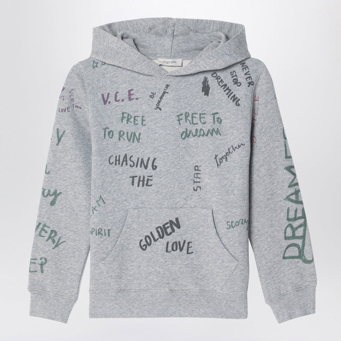 Golden Goose Gray Hoodie With All Over Prints