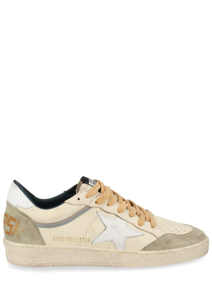 Golden Goose Ball Star Nappa Leather Sneakers With Suede Inserts And Crack Leather Star And Heel Tab