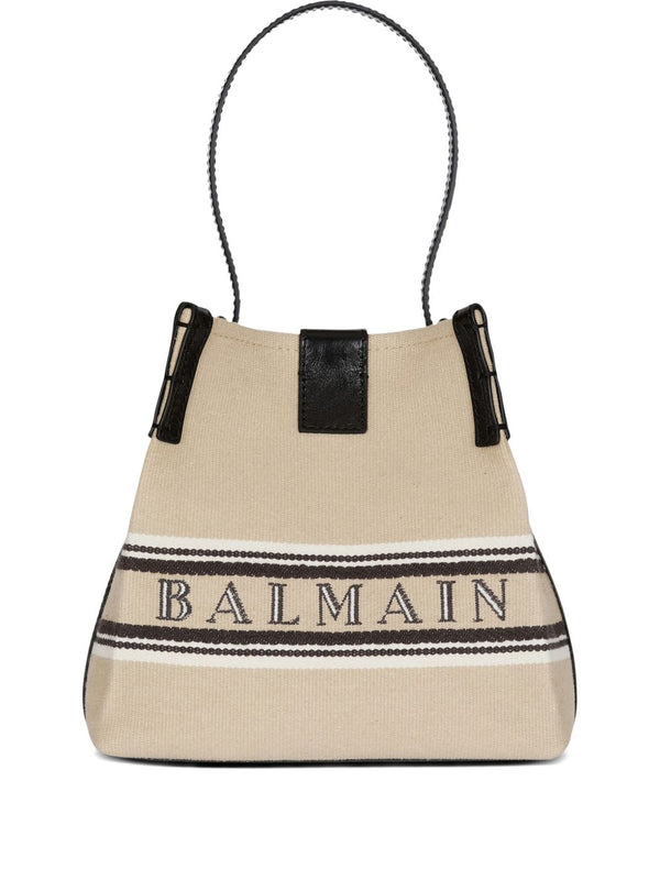 Balmain Release Canvas And Leather Bucket Bag