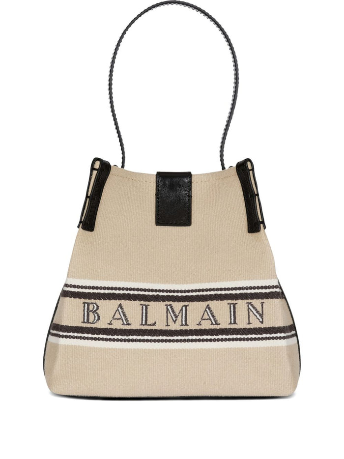 Balmain Release Canvas And Leather Bucket Bag