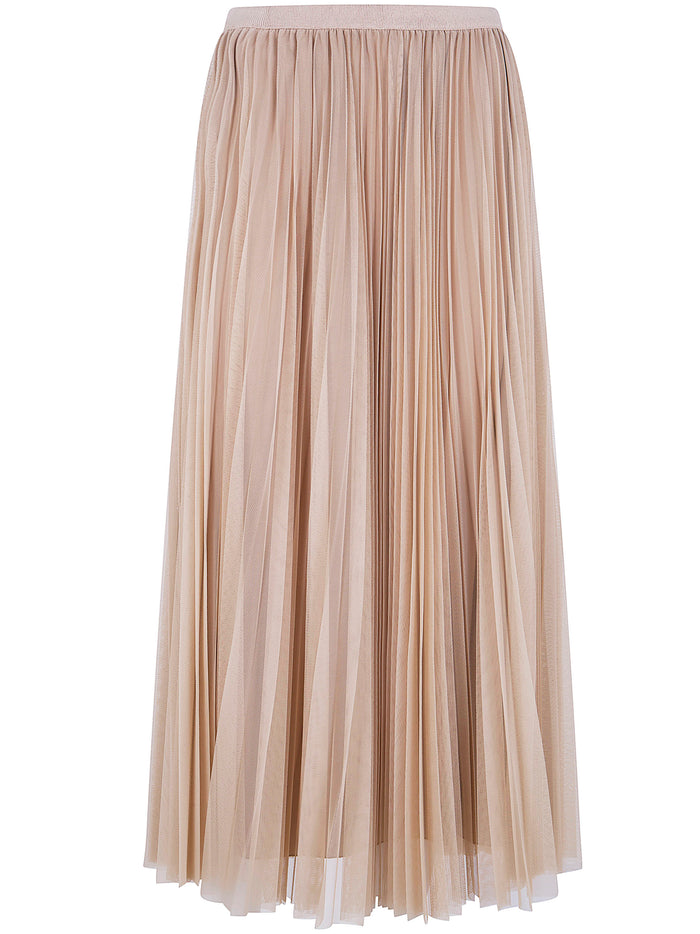 Fabiana Filippi Wide Pleated Tulle Skirt With Knitted Belt