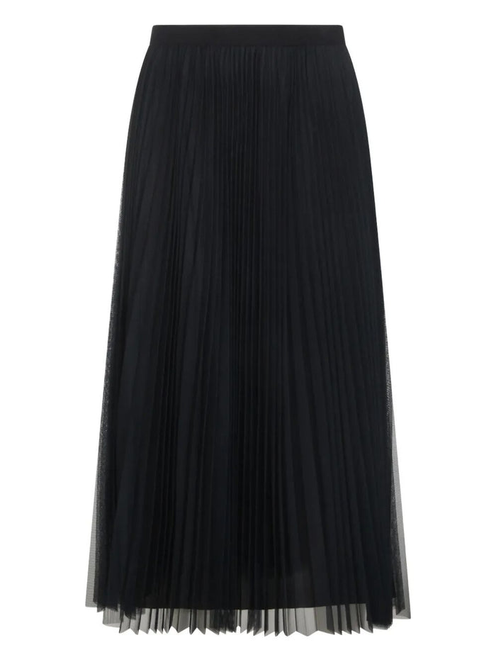 Fabiana Filippi Wide Pleated Tulle Skirt With Knitted Belt
