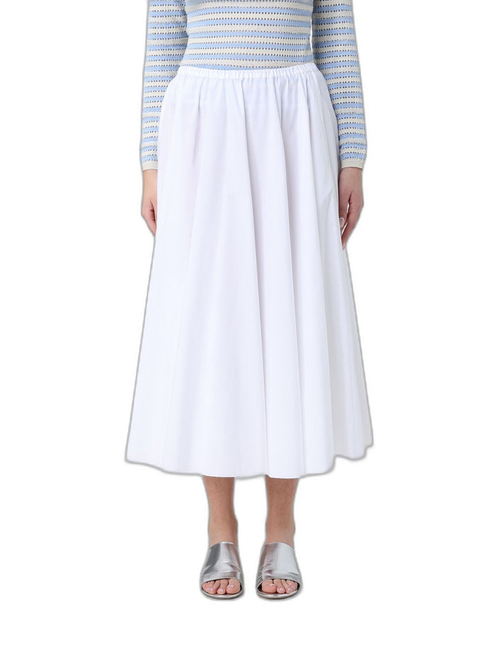 Fabiana Filippi Cotton Midi Skirt With Elasticated Waist And Fluid Silhouette
