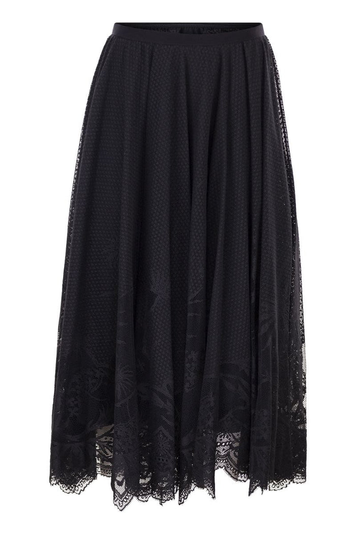 Fabiana Filippi Flared Lace Skirt With Foliage Embroidery