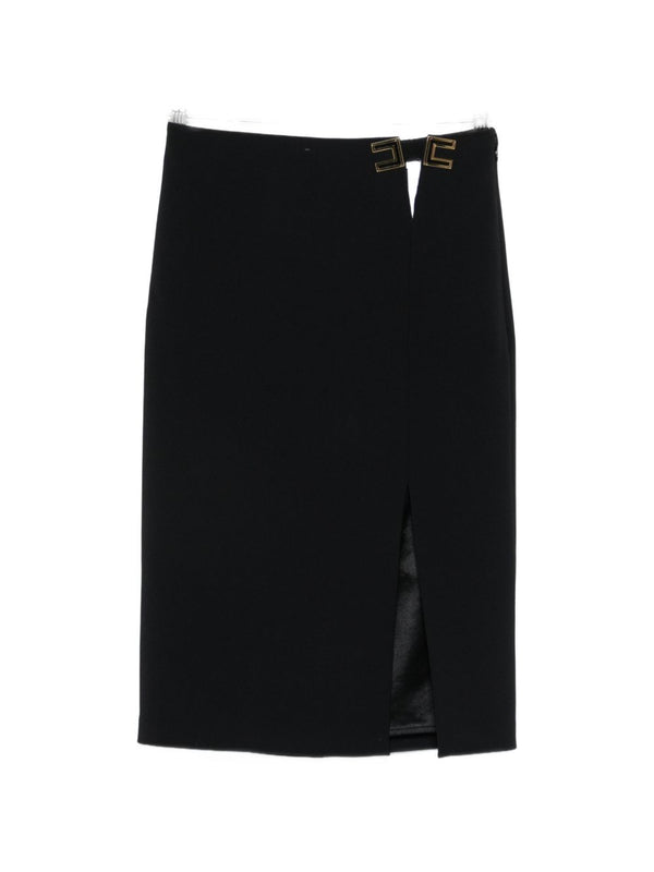 Elisabetta Franchi Black Skirt Gold Logo Detail