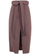 Elisabetta Franchi Cocoa Brown Belted Front Slit Skirt