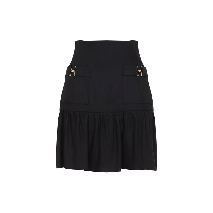 Elisabetta Franchi Black Linen Mini Skirt