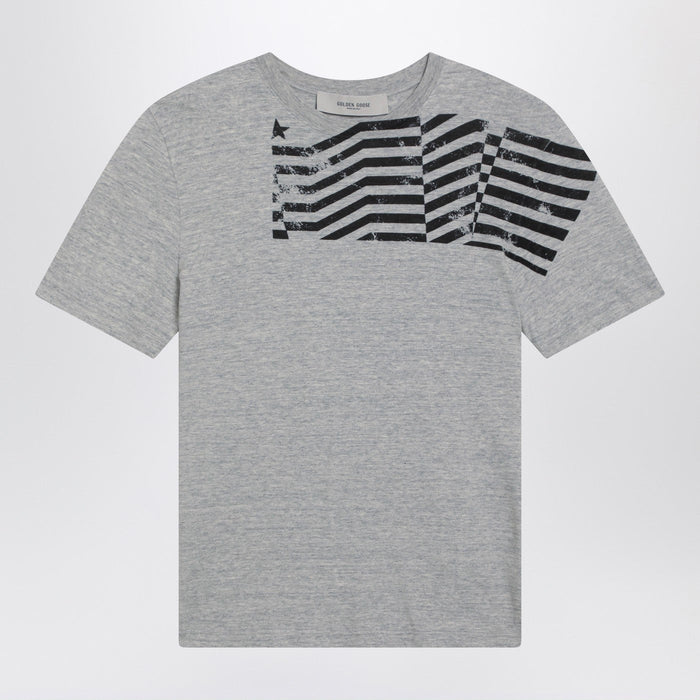 Golden Goose Grey T-Shirt With Logo Print