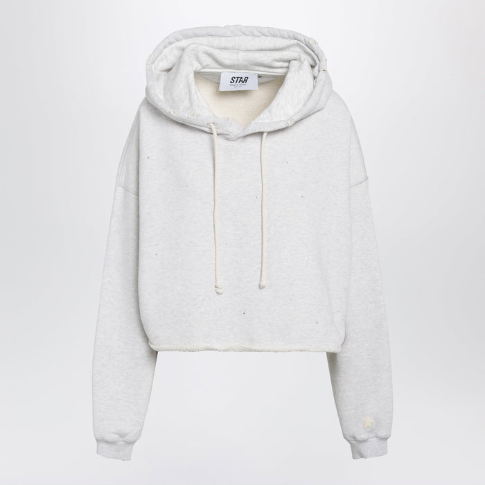 Golden Goose Star Sweatshirt With Crystal Embroidery In Grey Cotton