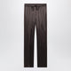 Dolce & Gabbana Silk Pajama Trousers With Embroidered Logo, Brown/Grey