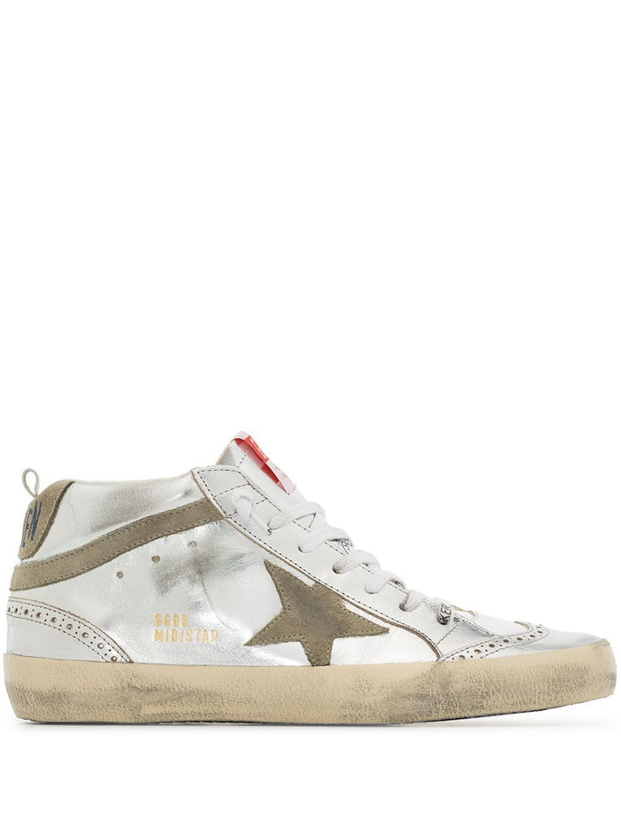 Golden Goose Laminated Mid-Star Sneakers