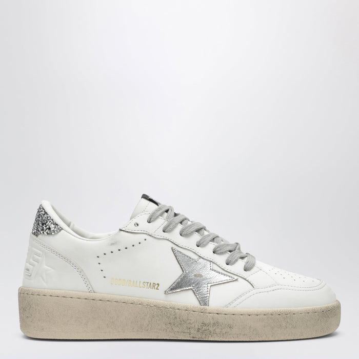 Golden Goose White/Silver/Platinum Glitter Ball Star Sneakers