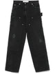 Golden Goose  Wide Black Trousers In Denim