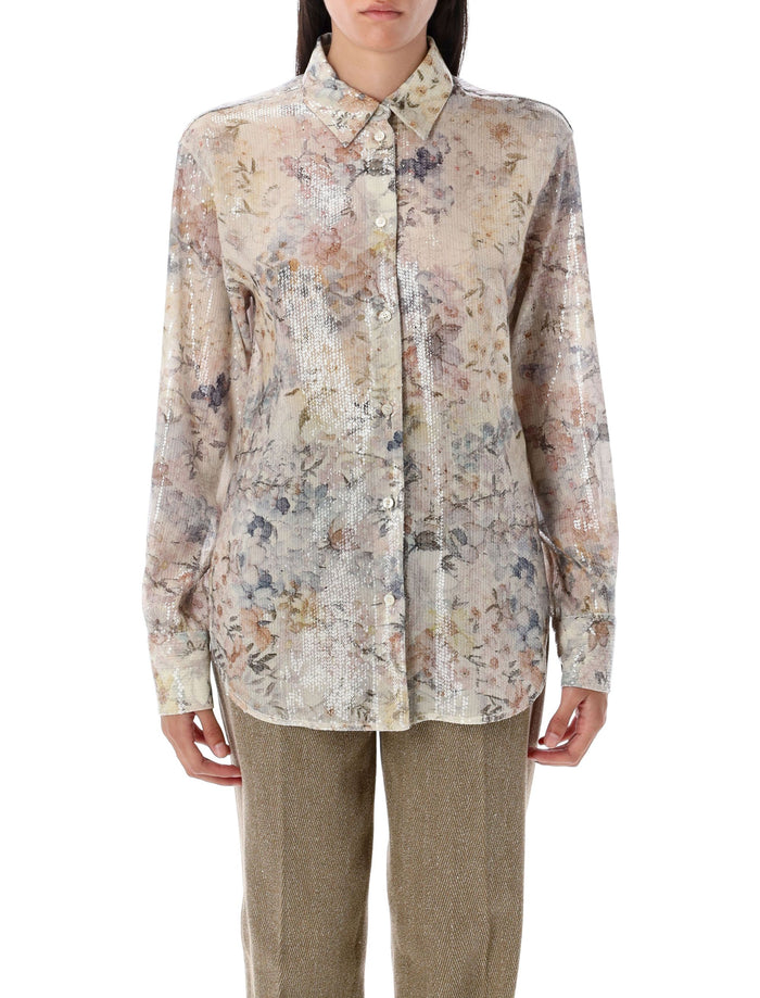 Golden Goose Floral Sequin Print Shirt