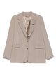 Golden Goose Pinstripe Oversized Wool Blend Blazer With Broche