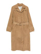 Golden Goose Long Trench Coat In Beige Suede With Belt