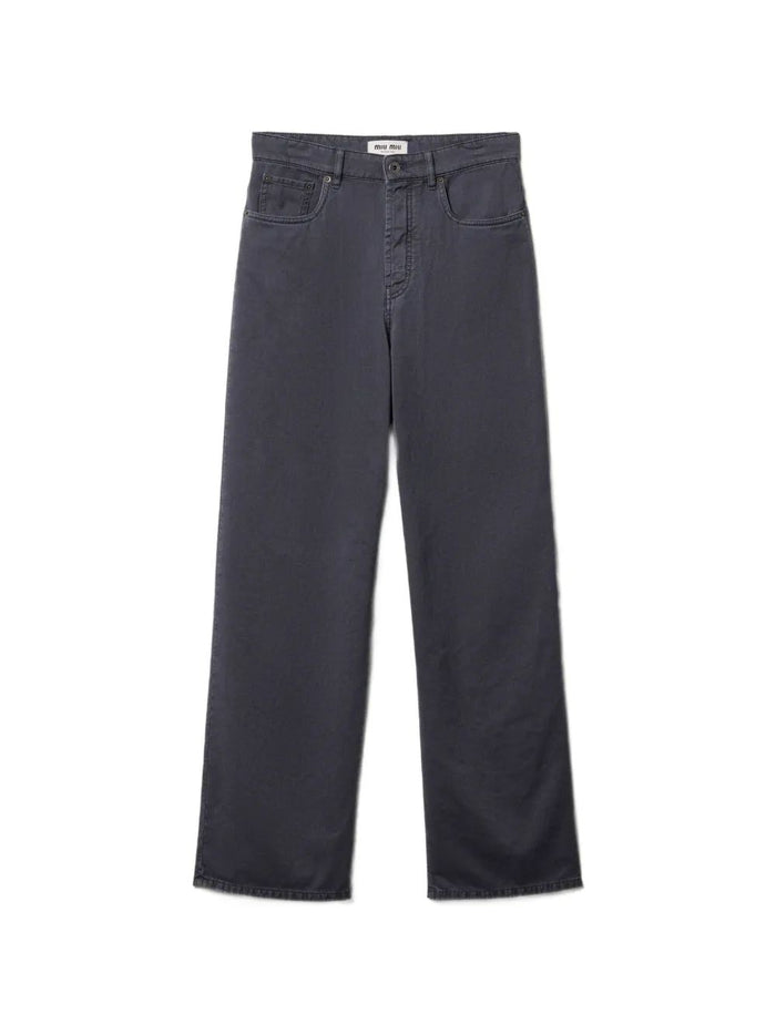 Miu Miu Light Old Smoke Grey Cotton Denim Pants
