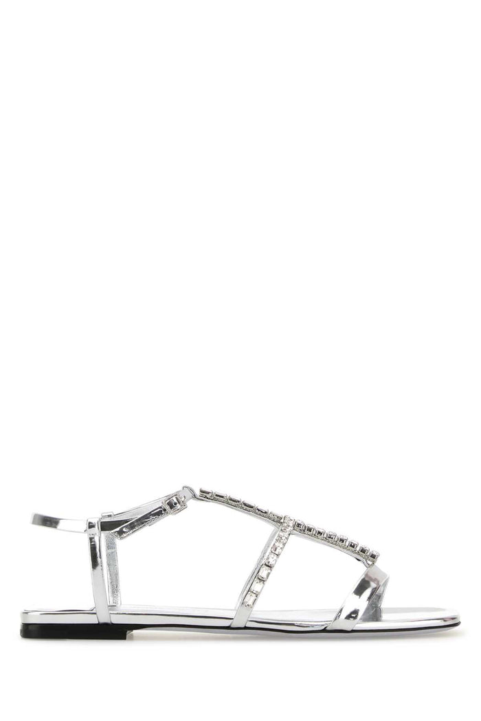 Jimmy Choo Silver Leather Gwyn Sandals