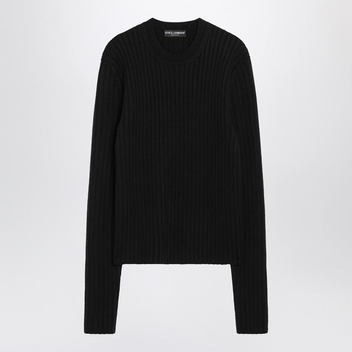 Dolce&Gabbana Black Ribbed Wool Sweater
