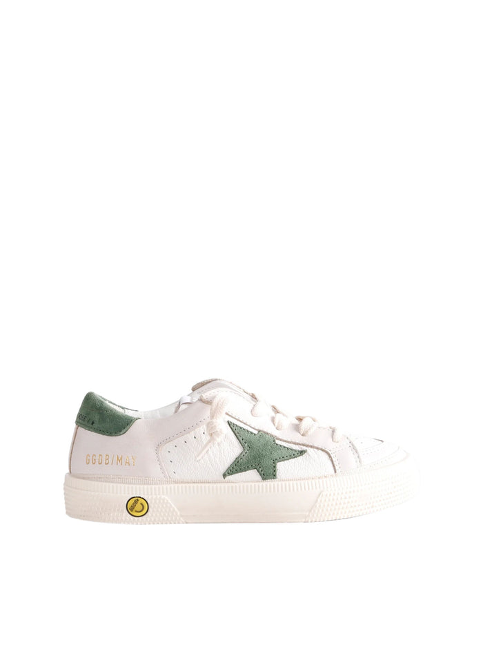 Golden Goose Kids White/Beige Leather And Green Suede Superstar Sneakers