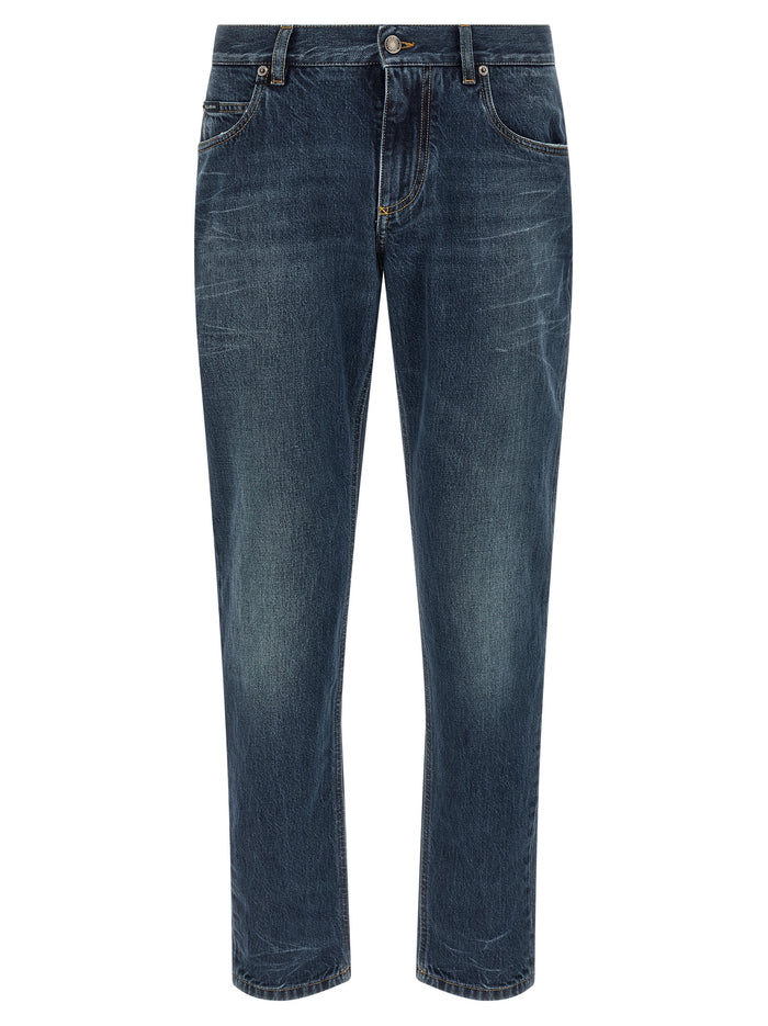 Dolce & Gabbana Logo Embroidery Jeans