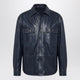 Loewe Oversized Navy Blue Shirt In Leather And Cotton