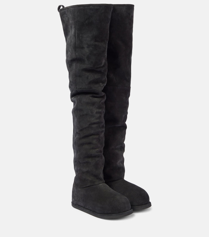 Amina Muaddi Heidi Thigh High Boot 15 Crosta Bla