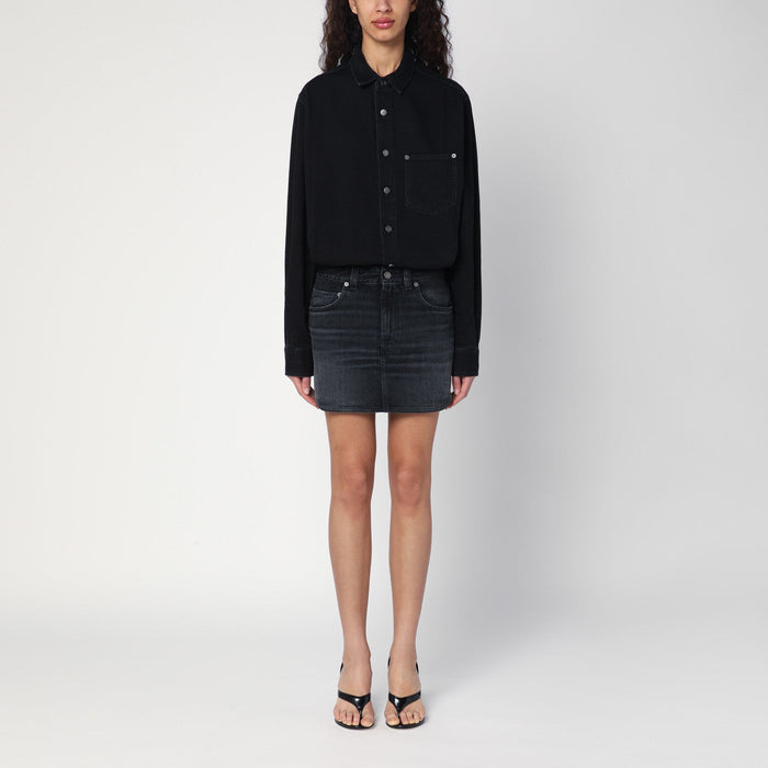 Haikure Washed Black Tamu Mini Dress In Denim