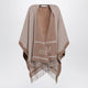Max Mara Jacquard Poncho With Fringes In Sandcolored Wool