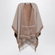 Max Mara Jacquard Poncho With Fringes In Sand-Colored Wool