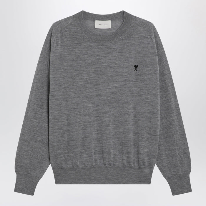 Ami Paris Grey Wool Ami De Coeur Sweater