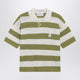 Ami Paris Ami De Coeur Striped Cotton Knit Polo Shirt