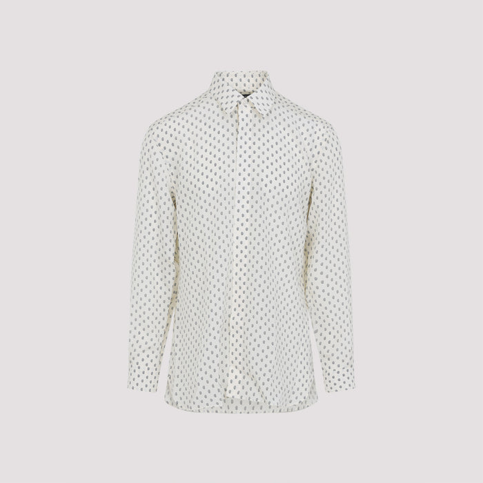 Tom Ford White And Blue Fluid Silk Shirt